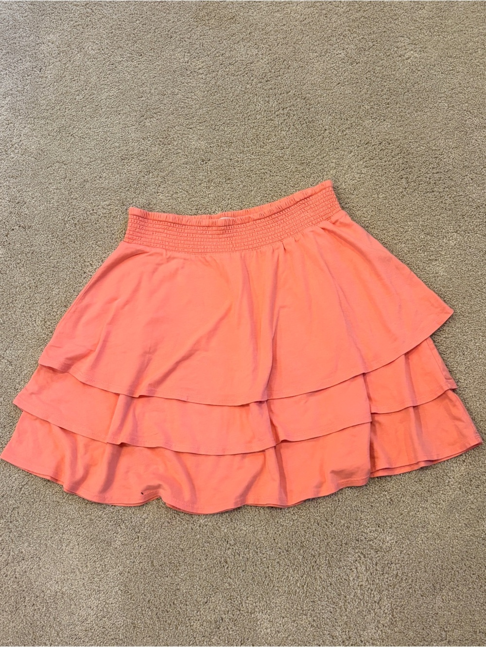 Garnet Hill peach jersey knit layered skirt